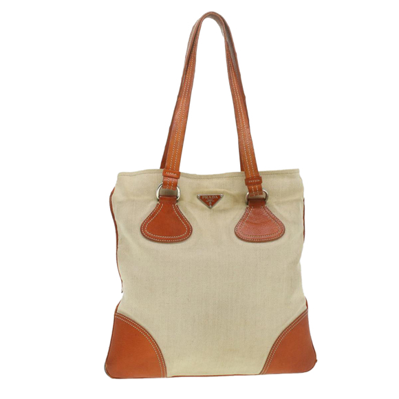 PRADA Tote Bag Canvas Orange Auth ti937 - Picture 13 of 16